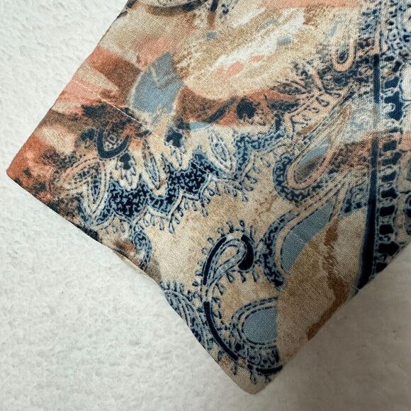 2/$30 Chicos Linen Open Front Blazer Jacket Size 1 M Boho Resortwear Paisley - Picture 4 of 12